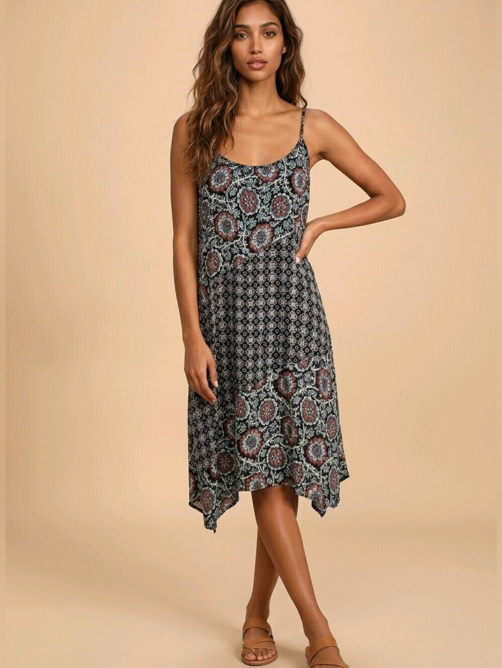 NWT Xhilaration Black, Turquoise, Red and White Floral Dress Sz XL